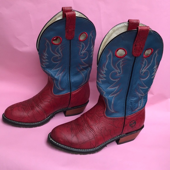 Double -H Shoes - Deep red/blue Double-H cowboy boots